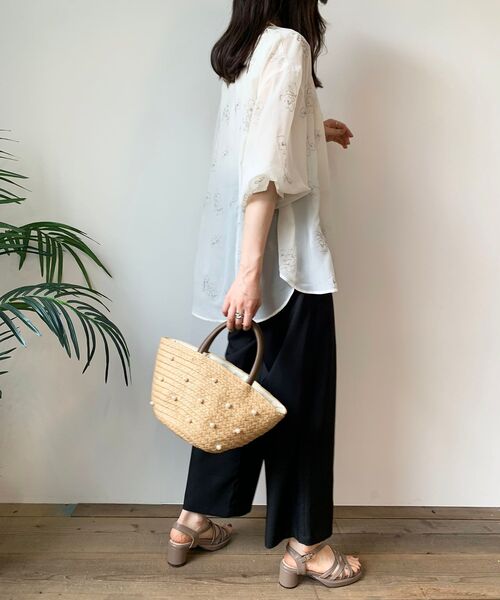 MAJESTIC LEGON(マジェスティックレゴン)の「ハイウエストワイドパンツ(その他パンツ・レディース・ピンク/ネイビー/ブラック・MEDIUM)」の8枚目の写真