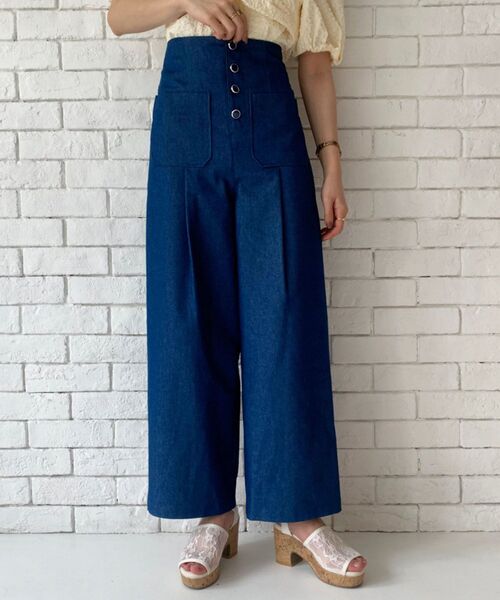 MAJESTIC LEGON(マジェスティックレゴン)の「ハイウエストワイドパンツ(その他パンツ・レディース・ピンク/ネイビー/ブラック・MEDIUM)」の11枚目の写真