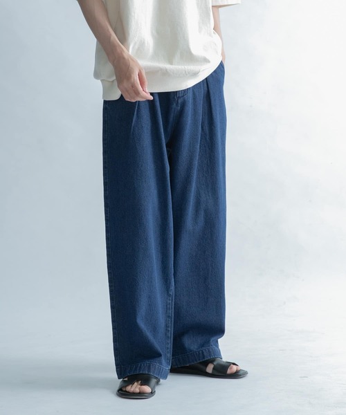 FORK&SPOON(フォークアンドスプーン)の「FORK&SPOON 綿麻デニムパンツ(デニムパンツ・メンズ・ブルー系その他/ワンウォッシュ・4/5)」の1枚目の写真