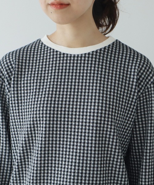 PAR ICI(パーリッシィ)の「ギンガムジャガード クルーネックカットソー(Tシャツ/カットソー・レディース・ブラック/イエロー/サックスブルー/レッド/グリーン系その他/その他/オレンジ/ブルー/ネイビー/ブラウン/ピンク/ミント/ピンク系その他/ベージュ/カーキ・FREE)」の19枚目の写真