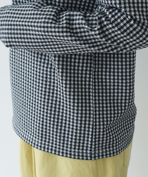 PAR ICI(パーリッシィ)の「ギンガムジャガード クルーネックカットソー(Tシャツ/カットソー・レディース・ブラック/イエロー/サックスブルー/レッド/グリーン系その他/その他/オレンジ/ブルー/ネイビー/ブラウン/ピンク/ミント/ピンク系その他/ベージュ/カーキ・FREE)」の17枚目の写真