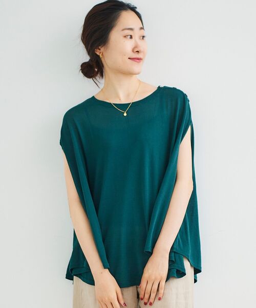 le.coeur blanc(ルクールブラン)の「ポンチョライクニットプルオーバー(ニット/セーター・レディース・ライトグレー/ブラック/ダークグリーン・38)」の3枚目の写真