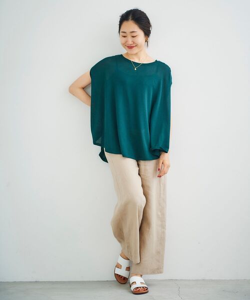 le.coeur blanc(ルクールブラン)の「ポンチョライクニットプルオーバー(ニット/セーター・レディース・ライトグレー/ブラック/ダークグリーン・38)」の12枚目の写真