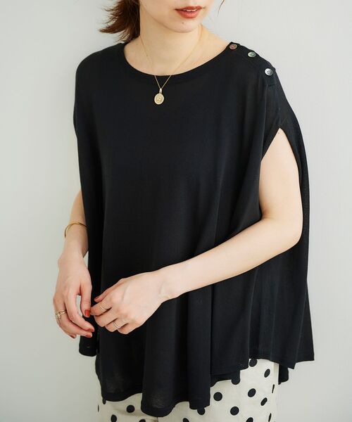 le.coeur blanc(ルクールブラン)の「ポンチョライクニットプルオーバー(ニット/セーター・レディース・ライトグレー/ブラック/ダークグリーン・38)」の10枚目の写真