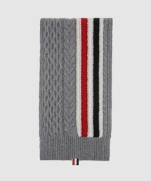 THOM BROWNE | ARAN CABLE SCARF W/ RWB STRIPE IN MERINO WOOL(マフラー)