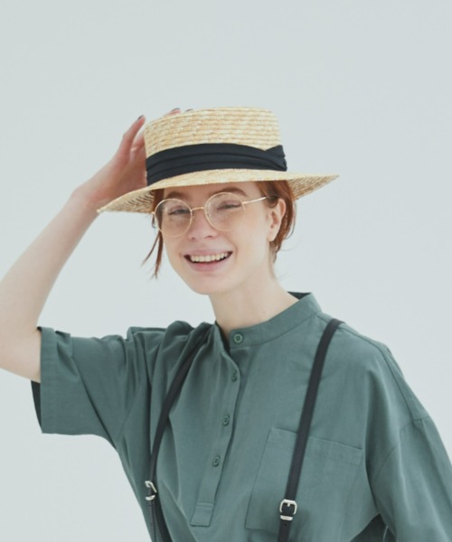 EDIT Gris(エディットグリ)の「リボン付きカンカン帽(ハット・レディース・ベージュ/ブラック・FREE)」の1枚目の写真