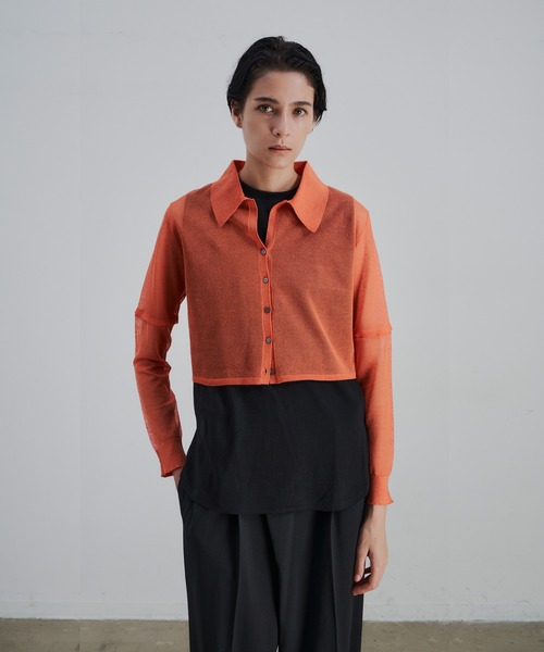 CEL ANSWER（シーイーエルアンサー）の「3wayスリーブシアーカーディガン（ニット/セーター・レディース・ブラック/オレンジ/グリーン・FREE）」の12枚目の写真