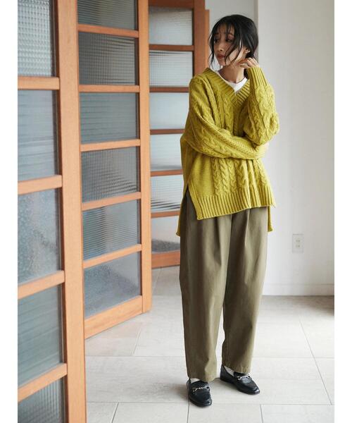 CRAFT STANDARD BOUTIQUE(クラフトスタンダードブティック)の「ベイカーテーパードパンツ *◆(チノパンツ・レディース・カーキ/ベージュ・M/L)」の7枚目の写真