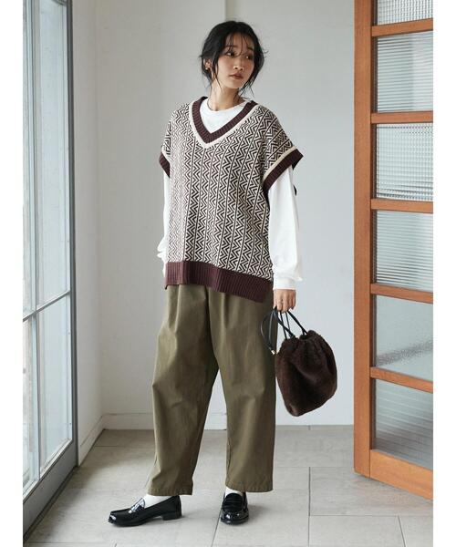 CRAFT STANDARD BOUTIQUE(クラフトスタンダードブティック)の「ベイカーテーパードパンツ *◆(チノパンツ・レディース・カーキ/ベージュ・M/L)」の9枚目の写真