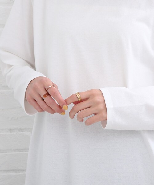 SHOO・LA・RUE（シューラルー）の「◆【レイヤードでこなれ感♪】裾ラウンドベーシック トップス（Tシャツ/カットソー・レディース・チャコールグレー/ブラック/ホワイト系/ブラック系2・03/02）」の10枚目の写真