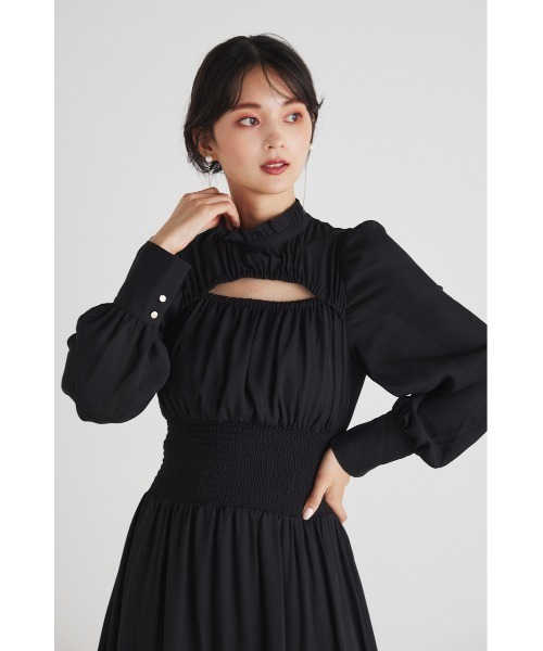 リエンダ バストフレアワンピース　ブラック　S　試着のみ rienda｜【AKB48 千葉恵里さん着用】バストフレアワンピース