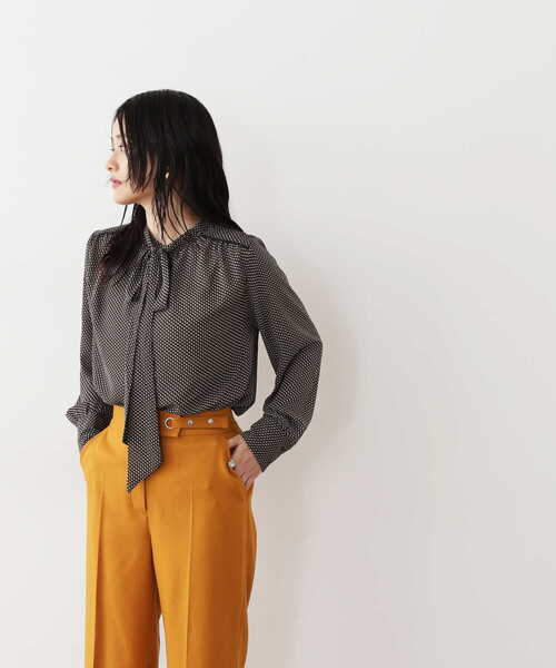 N.（N. Natural Beauty Basic）（エヌエヌナチュラルビューティーベーシック）の「◆キカ柄ボウタイリボン付ブラウス（シャツ/ブラウス・レディース・ホワイト系その他/ブラック系その他・MEDIUM）」の13枚目の写真