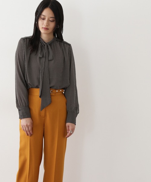 N.（N. Natural Beauty Basic）（エヌエヌナチュラルビューティーベーシック）の「◆キカ柄ボウタイリボン付ブラウス（シャツ/ブラウス・レディース・ホワイト系その他/ブラック系その他・MEDIUM）」の5枚目の写真