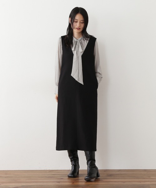 N.（N. Natural Beauty Basic）（エヌエヌナチュラルビューティーベーシック）の「◆キカ柄ボウタイリボン付ブラウス（シャツ/ブラウス・レディース・ホワイト系その他/ブラック系その他・MEDIUM）」の3枚目の写真