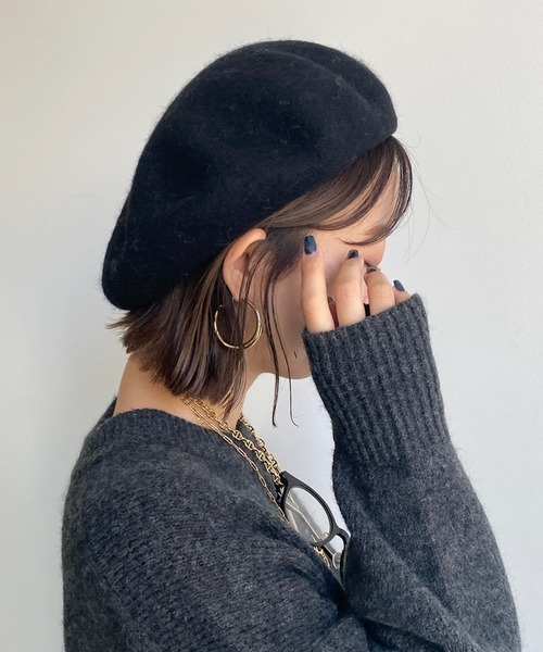 DouDou（ドゥドゥ）の「【WEB限定】バスクベレー（ハンチング/ベレー帽・レディース・ブラック/グレー・FREE）」の3枚目の写真