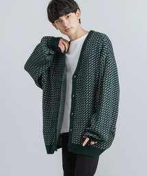 Rocky Monroe（ロッキーモンロー）の「オーバーサイズ 総柄バーズアイニットカーディガン（カーディガン/ボレロ・メンズ）」