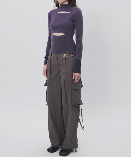 musubore（ムスボレ）の「ポストタートルニット（ニット/セーター・レディース・ホワイト×ブラック/パープル/グリーン・FREE）」の16枚目の写真