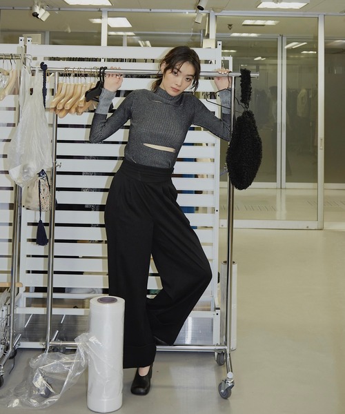 musubore（ムスボレ）の「ポストタートルニット（ニット/セーター・レディース・ホワイト×ブラック/パープル/グリーン・FREE）」の8枚目の写真