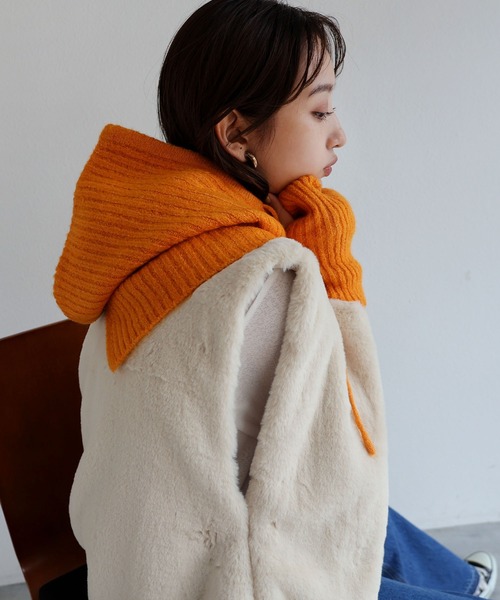 andme（アンドミー）の「5Gリブニットアームウォーマー（アームカバー・レディース・ブラック/オフホワイト/グレイッシュベージュ/オレンジ/ピンク/グレー・F(M)）」の21枚目の写真