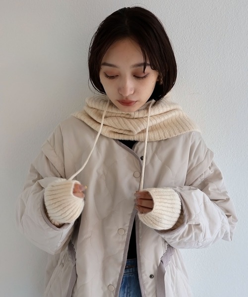 andme（アンドミー）の「5Gリブニットアームウォーマー（アームカバー・レディース・ブラック/オフホワイト/グレイッシュベージュ/オレンジ/ピンク/グレー・F(M)）」の20枚目の写真