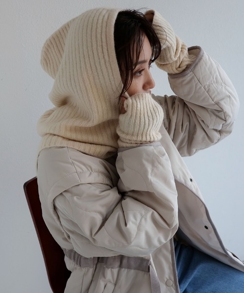 andme（アンドミー）の「5Gリブニットアームウォーマー（アームカバー・レディース・ブラック/オフホワイト/グレイッシュベージュ/オレンジ/ピンク/グレー・F(M)）」の14枚目の写真