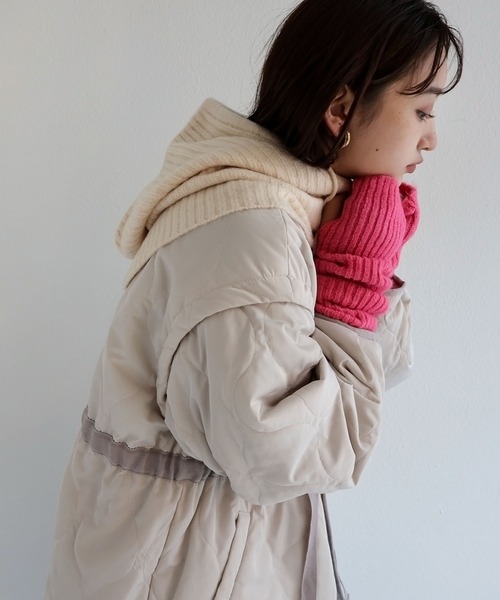 andme（アンドミー）の「5Gリブニットアームウォーマー（アームカバー・レディース・ブラック/オフホワイト/グレイッシュベージュ/オレンジ/ピンク/グレー・F(M)）」の16枚目の写真