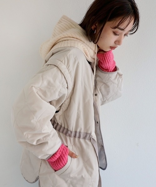 andme（アンドミー）の「5Gリブニットアームウォーマー（アームカバー・レディース・ブラック/オフホワイト/グレイッシュベージュ/オレンジ/ピンク/グレー・F(M)）」の18枚目の写真