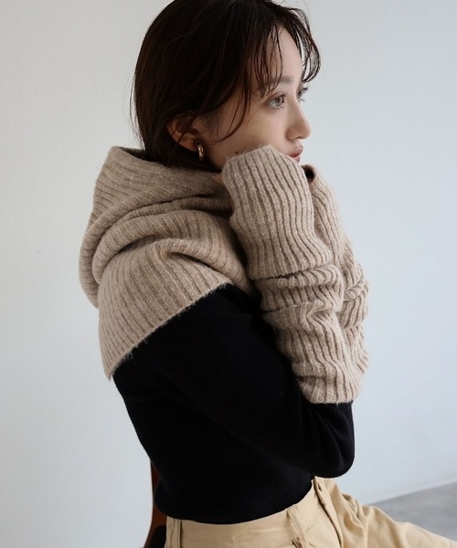 andme（アンドミー）の「5Gリブニットアームウォーマー（アームカバー・レディース・ブラック/オフホワイト/グレイッシュベージュ/オレンジ/ピンク/グレー・F(M)）」の19枚目の写真