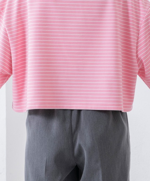 BONLECILL(ボンルシール)の「起毛ミニボーダー クロップドボートネックプルオーバー(Tシャツ/カットソー・レディース・ネイビー/ピンク/ブラック/ブルー・FREE)」の21枚目の写真
