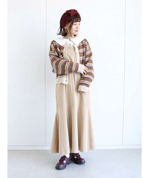 ehka sopo(エヘカソポ)の「コーデュロイマーメイドジャンスカ(ワンピース・レディース・ブラウン/グリーン/ベージュ・フリ-)」の12枚目の写真