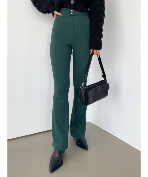 EMODA（エモダ）の「リブフレアダブルボタンパンツ（その他パンツ・レディース・ブラック/グリーン/グレー・SMALL/MEDIUM）」の3枚目の写真