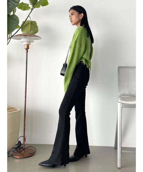 EMODA（エモダ）の「リブフレアダブルボタンパンツ（その他パンツ・レディース・ブラック/グリーン/グレー・SMALL/MEDIUM）」の5枚目の写真