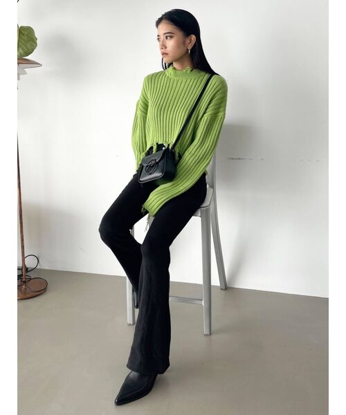 EMODA（エモダ）の「リブフレアダブルボタンパンツ（その他パンツ・レディース・ブラック/グリーン/グレー・SMALL/MEDIUM）」の7枚目の写真