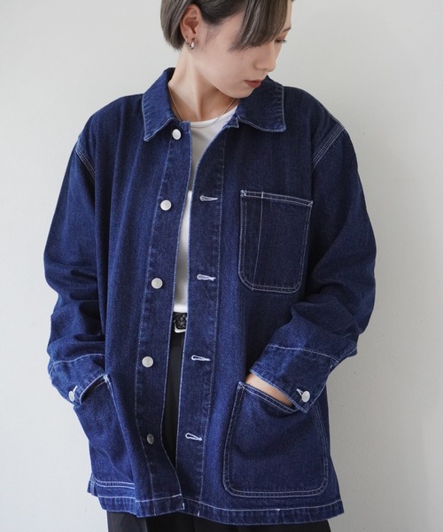 United Athle(ユナイテッドアスレ)の「【 UNITED ATHLE / ユナイテッドアスレ 】 オンス デニム ルーズ フィット カバーオール ジャケット ( サイズ展開 M / L / XL )(デニムジャケット・レディース・インディゴブルー・M/L/XL)」の6枚目の写真