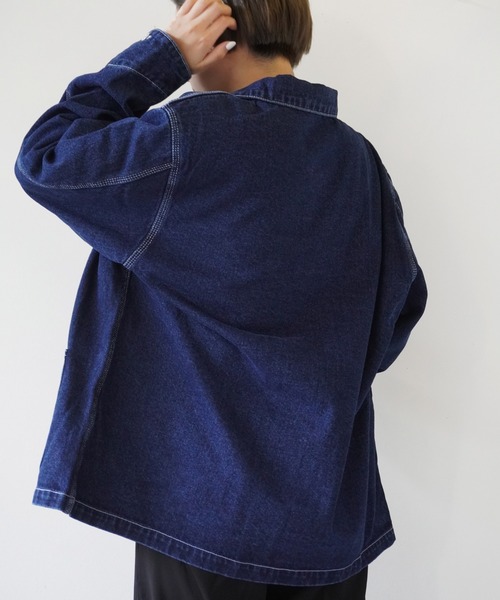 United Athle(ユナイテッドアスレ)の「【 UNITED ATHLE / ユナイテッドアスレ 】 オンス デニム ルーズ フィット カバーオール ジャケット ( サイズ展開 M / L / XL )(デニムジャケット・レディース・インディゴブルー・M/L/XL)」の8枚目の写真