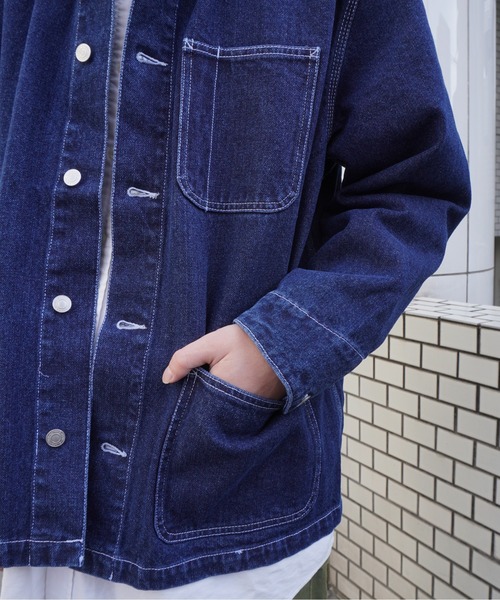United Athle(ユナイテッドアスレ)の「【 UNITED ATHLE / ユナイテッドアスレ 】 オンス デニム ルーズ フィット カバーオール ジャケット ( サイズ展開 M / L / XL )(デニムジャケット・レディース・インディゴブルー・M/L/XL)」の16枚目の写真
