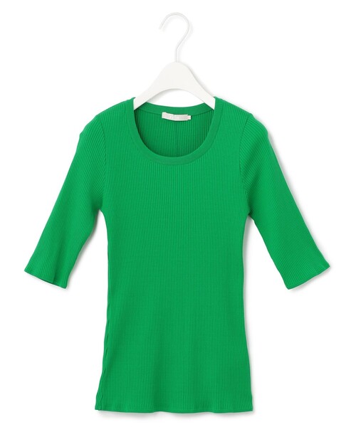 ICB(アイシービー)の「【洗える】リブ Uネックプルオーバー(Tシャツ/カットソー・レディース・パイングリーン系/スカイブルー系・SMALL)」の2枚目の写真