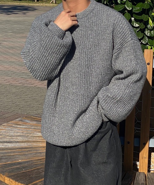 kutir(クティール)の「クルーネックメランジニット(ニット/セーター・メンズ・グレー/ブラウン/ブラック・MEDIUM/LARGE)」の15枚目の写真