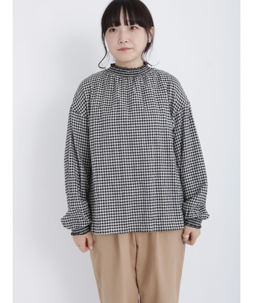 Samansa Mos2（サマンサ モスモス）の「襟シャーリングメローブラウス（シャツ/ブラウス・レディース・オフホワイト/ブルー/ブラック/ベージュ・ﾌﾘ-）」の10枚目の写真