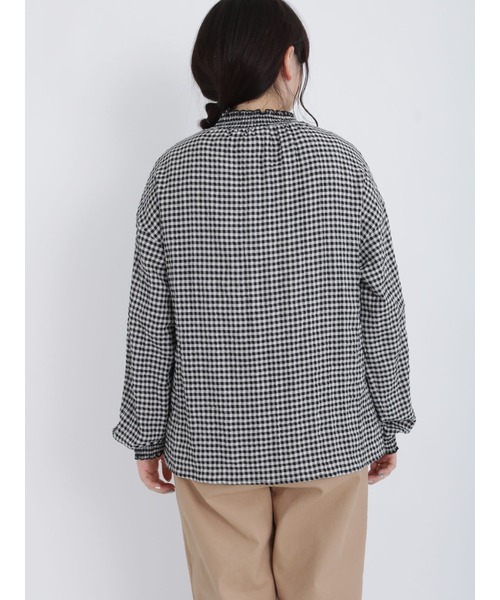 Samansa Mos2（サマンサ モスモス）の「襟シャーリングメローブラウス（シャツ/ブラウス・レディース・オフホワイト/ブルー/ブラック/ベージュ・ﾌﾘ-）」の12枚目の写真