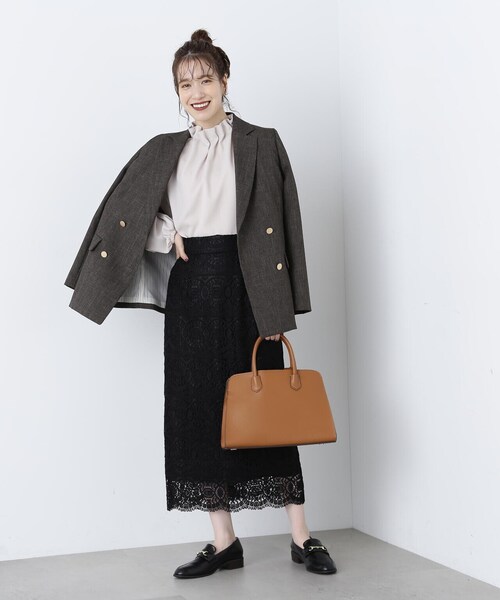 N.（N. Natural Beauty Basic）（エヌエヌナチュラルビューティーベーシック）の「◆スカラレースタイトスカート（スカート・レディース・ホワイト/ブラック/グリーン・MEDIUM）」の10枚目の写真