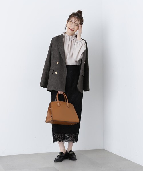 N.（N. Natural Beauty Basic）（エヌエヌナチュラルビューティーベーシック）の「◆スカラレースタイトスカート（スカート・レディース・ホワイト/ブラック/グリーン・MEDIUM）」の12枚目の写真