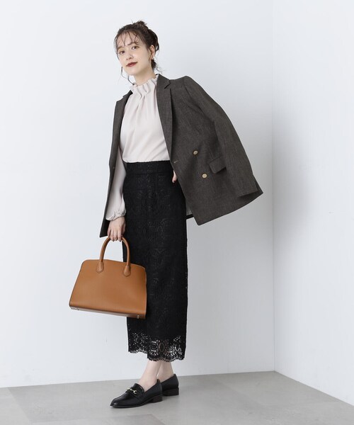 N.（N. Natural Beauty Basic）（エヌエヌナチュラルビューティーベーシック）の「◆スカラレースタイトスカート（スカート・レディース・ホワイト/ブラック/グリーン・MEDIUM）」の13枚目の写真