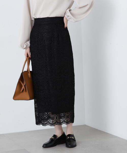 N.（N. Natural Beauty Basic）（エヌエヌナチュラルビューティーベーシック）の「◆スカラレースタイトスカート（スカート・レディース・ホワイト/ブラック/グリーン・MEDIUM）」の14枚目の写真