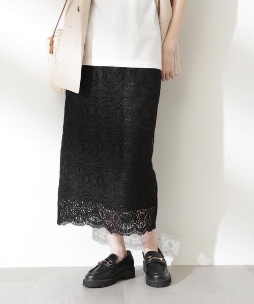 N.（N. Natural Beauty Basic）（エヌエヌナチュラルビューティーベーシック）の「◆スカラレースタイトスカート（スカート・レディース・ホワイト/ブラック/グリーン・MEDIUM）」の16枚目の写真