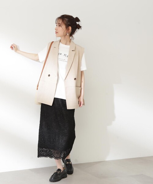 N.（N. Natural Beauty Basic）（エヌエヌナチュラルビューティーベーシック）の「◆スカラレースタイトスカート（スカート・レディース・ホワイト/ブラック/グリーン・MEDIUM）」の20枚目の写真