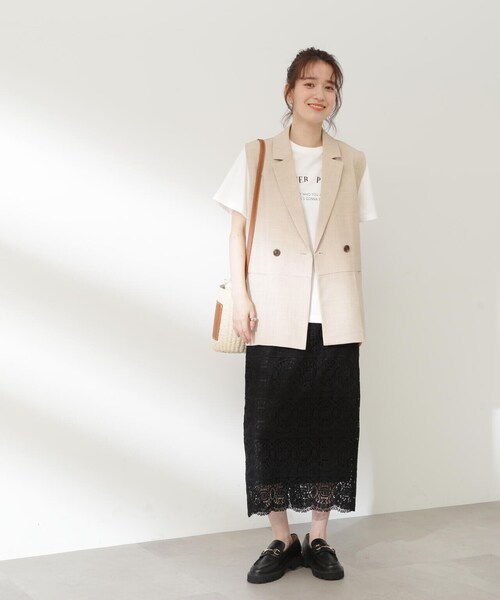 N.（N. Natural Beauty Basic）（エヌエヌナチュラルビューティーベーシック）の「◆スカラレースタイトスカート（スカート・レディース・ホワイト/ブラック/グリーン・MEDIUM）」の22枚目の写真