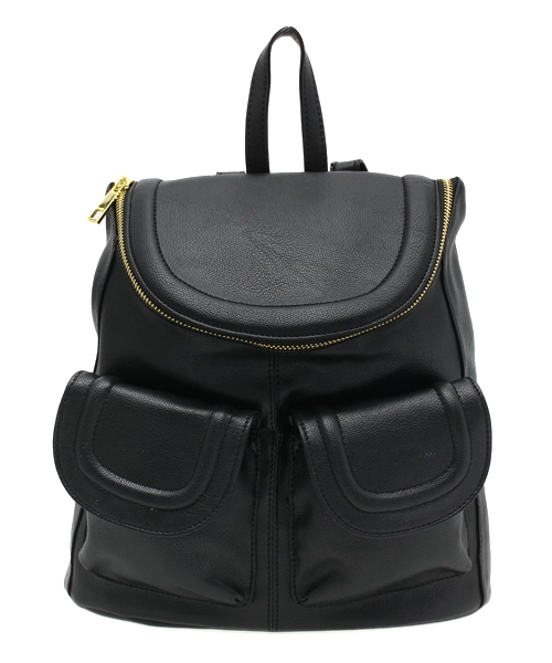 WEGO(ウィゴー)の「WEGO/ZIP2ポケットリュック(バックパック/リュック・レディース・ブラック・FREE)」の1枚目の写真