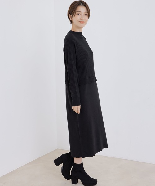 Jayro（ジャイロ）の「ボトルネック バックボタンワンピース（ワンピース・レディース・ブラック/グレー系その他/ブルー・M）」の5枚目の写真