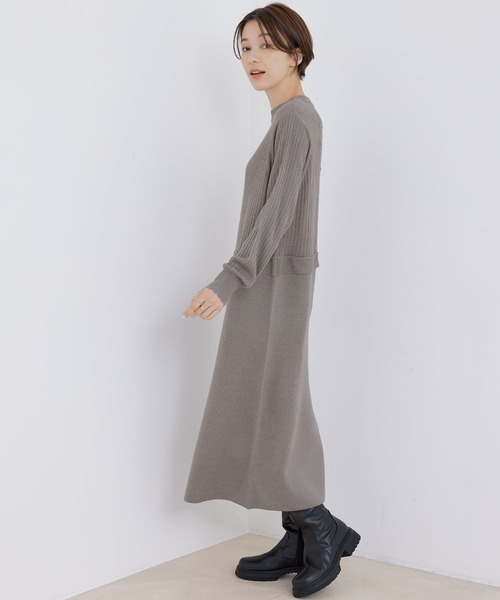 Jayro（ジャイロ）の「ボトルネック バックボタンワンピース（ワンピース・レディース・ブラック/グレー系その他/ブルー・M）」の8枚目の写真